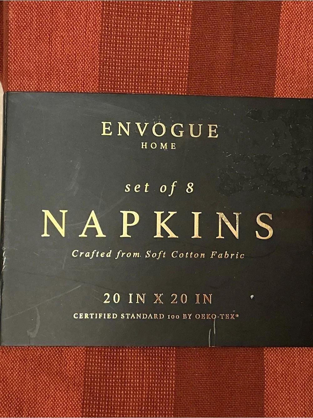 Envogue Rust Striped 100% Cotton Napkins. Set of 8